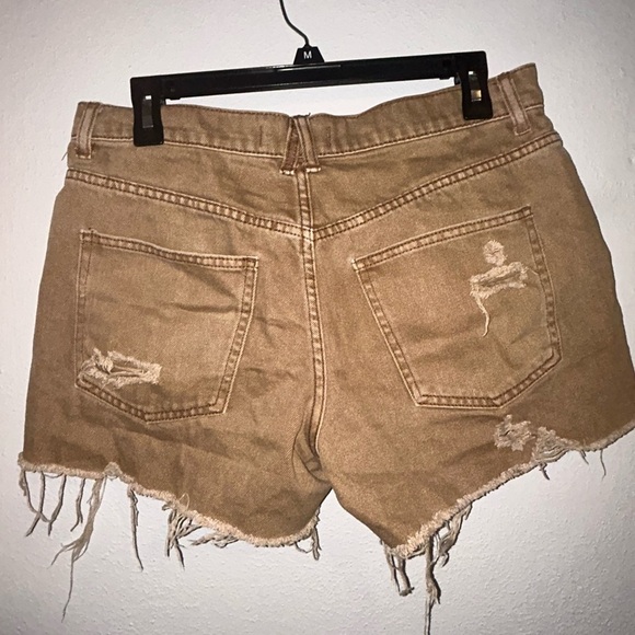 We The Free Tan Jean Shorts Distressed High-Waisted - Picture 3 of 4